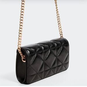 MANGO Quilted bag with chain handle in black NWT